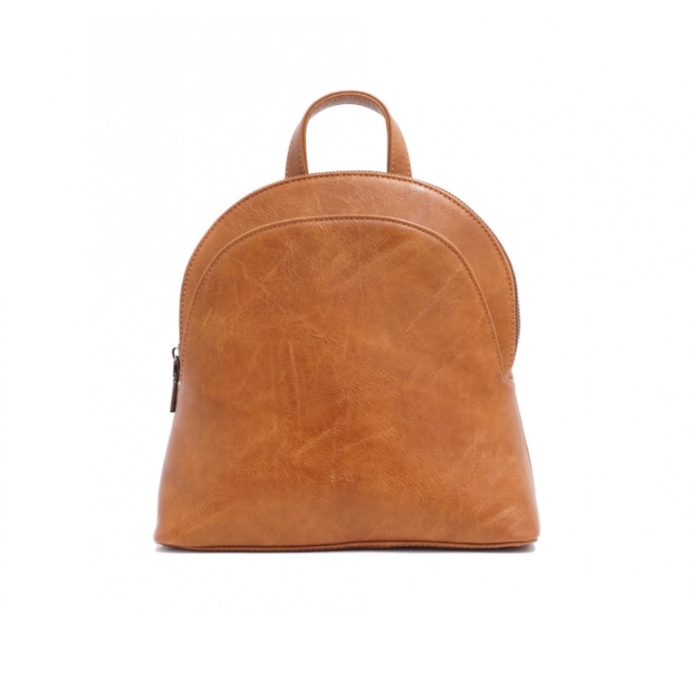 S-Q Vegan Leather Gaia Convertible Backpack - Camel Recycled SQ